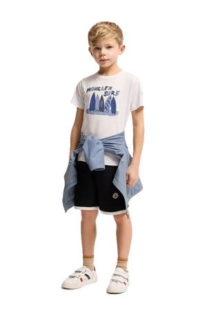 white cotton t-shirt MONCLER KIDS | L19548C0002589AFV034